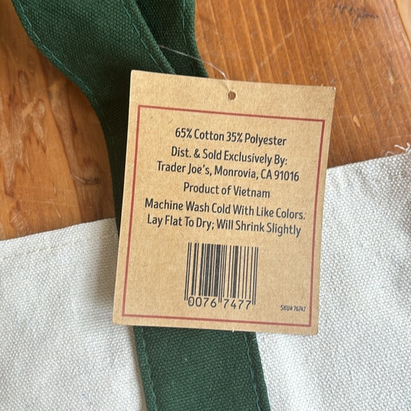 NWT Trader Joe's Mini Canvas Tote Bag - GREEN - Picture 3 of 11